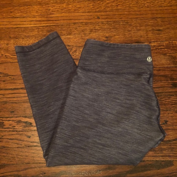 lululemon athletica Pants - Crop Capri Yoga Pants Navy Blue Heather Fabric